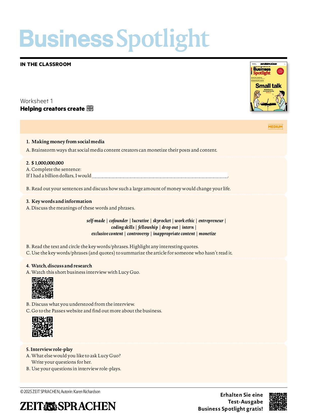Digitale Lehrbeilage mit Unterrichtstipps