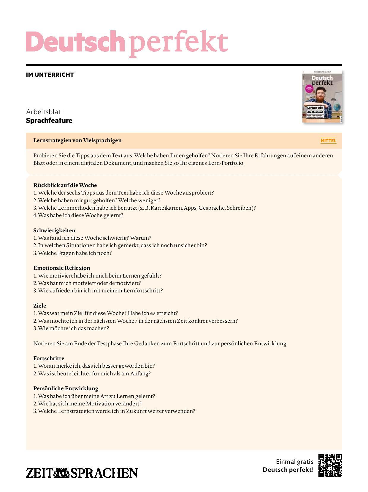 Digitale Lehrbeilage mit Unterrichtstipps