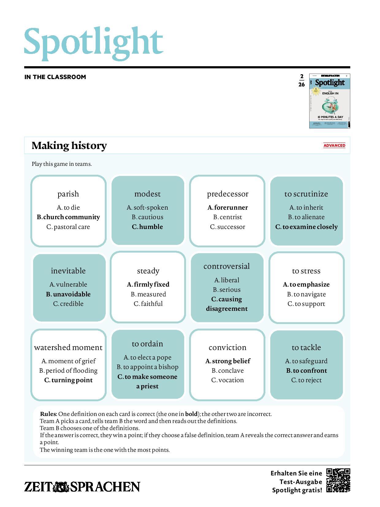 Digitale Lehrbeilage mit Unterrichtstipps